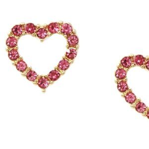 Ruff-Skch Rhinestone Heart Stud Earrings Pink Gold NWT